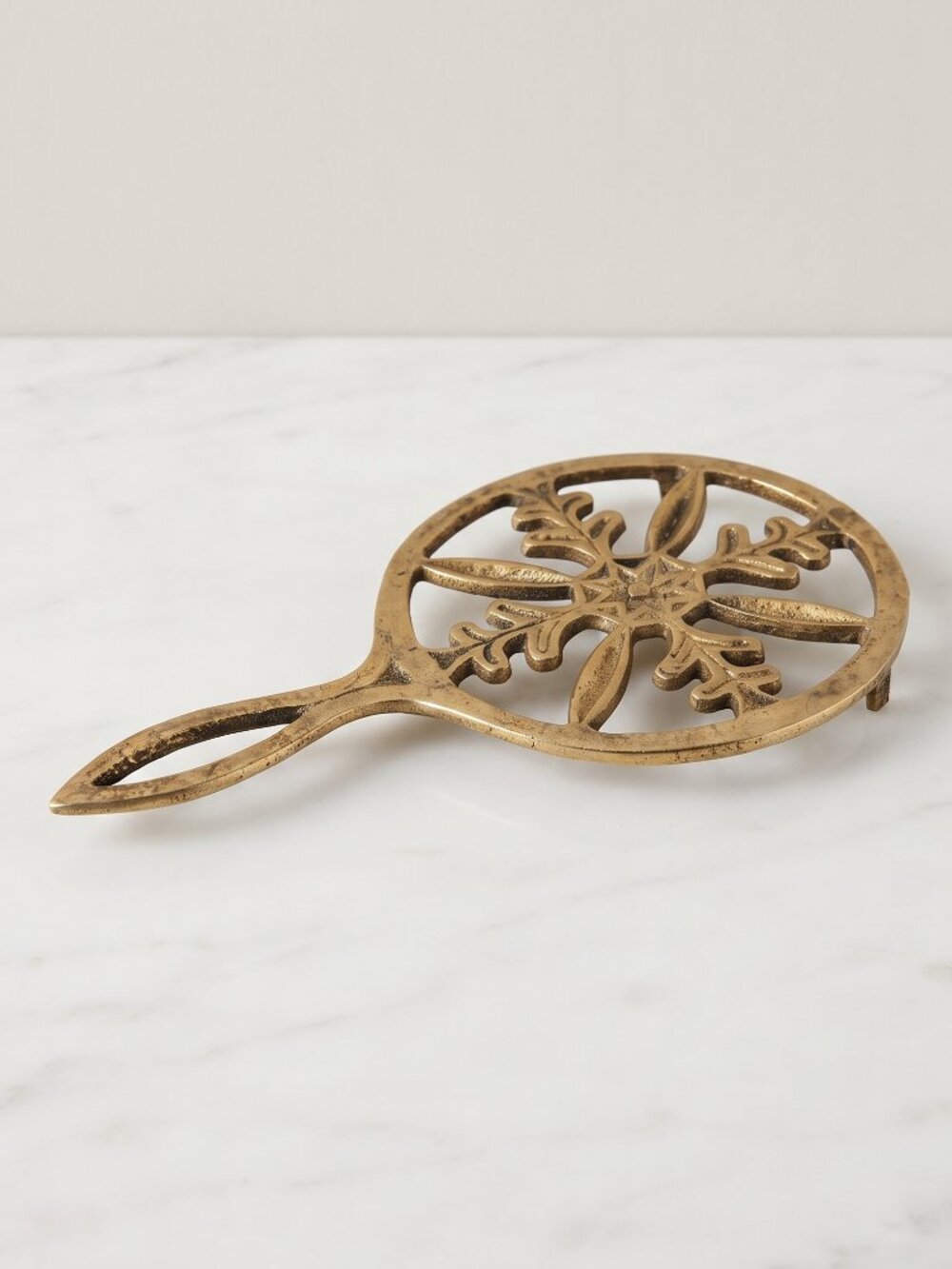 VTG Japan Cast Iron Brass Trivet Snowflake Scandinavian Mid Century Hot Plate